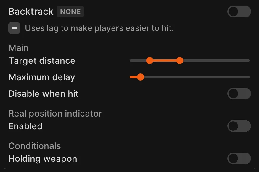 Settings for the Backtrack module